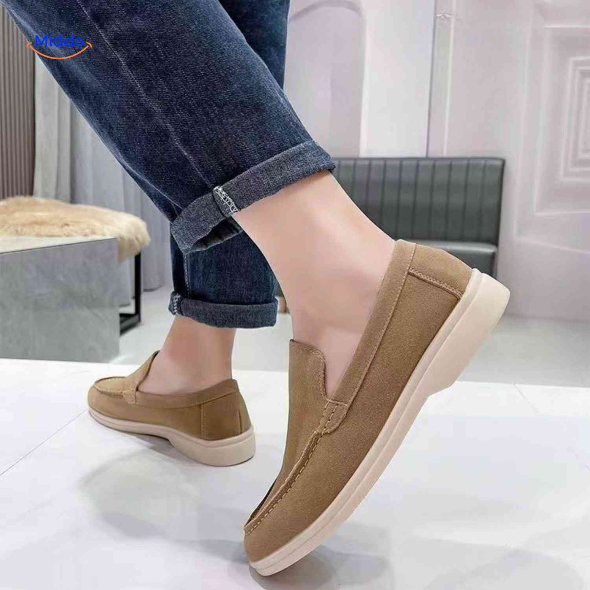 Sand suede Beckwin loafers men's fashion style.