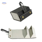 Black 2-slot foldable travel eyeglasses case shown closed, ideal for carrying two pairs on the go.