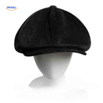 Black corduroy vintage newsboy cap with all-season durability.