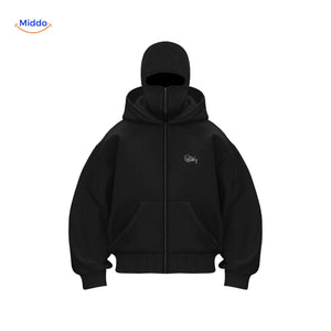Black unisex hoodie with AutumnBliss logo and double-hood design.