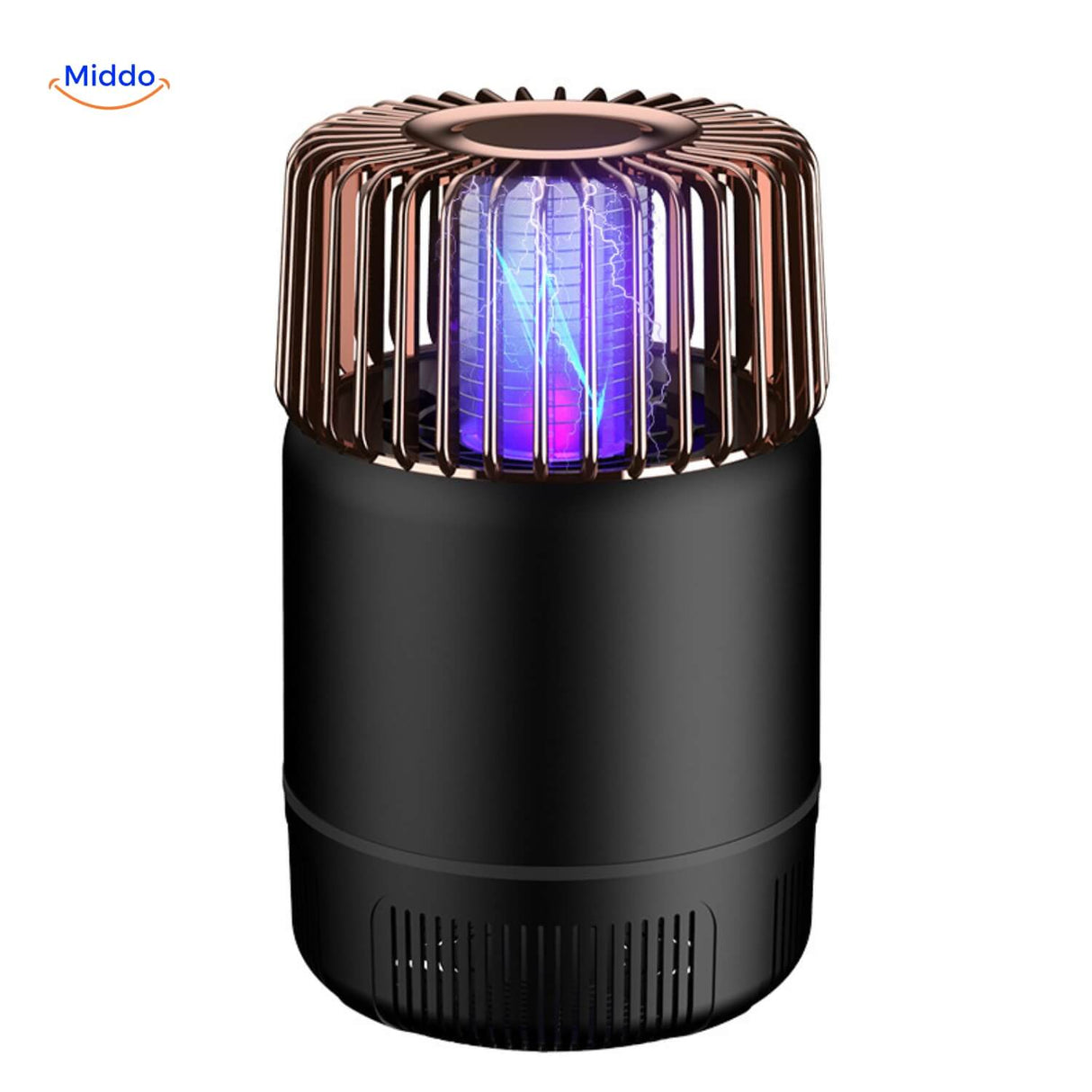 Black electric mosquito killer lamp silent and chemical-free design.