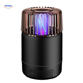 Black electric mosquito killer lamp silent and chemical-free design.