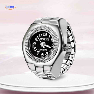 Black round ring watch with timeless design and enduring elegance.