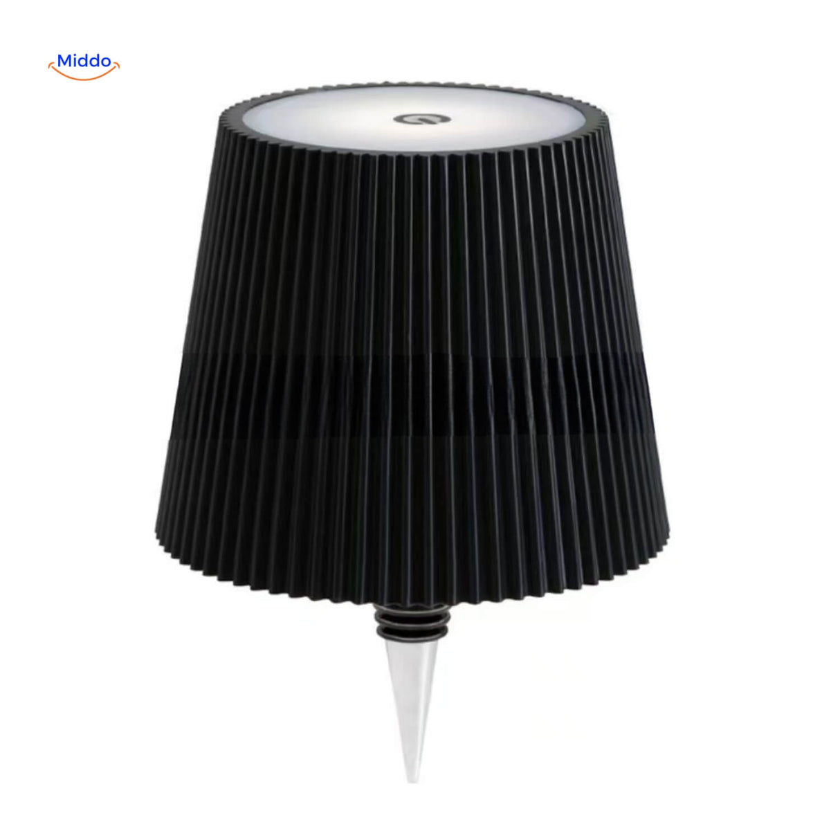 Black textured finish rechargeable bottle lamp for modern home decor.