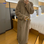 Brown Snugglewear blanket robe with plush loungewear fleece.