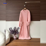 Dark blue blanket robe in warm loungewear fleece.