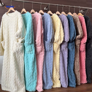 Snugglewear blanket robe in soft fleece with pockets and warm lining.