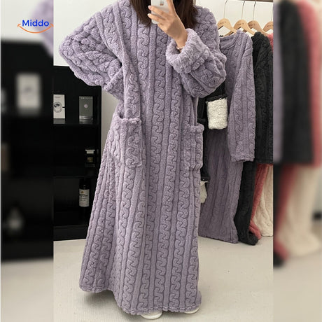 Light blue Snugglewear blanket robe in soft fleece with cozy fit.