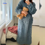 Pink Snugglewear blanket robe showcasing soft winter fleece design.