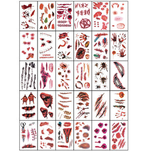 Bloody and scary Halloween temporary tattoo with shadowing for realism.