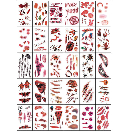 Bloody and scary Halloween temporary tattoo with shadowing for realism.