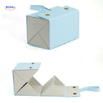 Blue 4-slot compact foldable eyeglasses storage case shown with sections clearly visible.