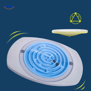 Blue balance board featuring 360-degree rotating maze disc capability