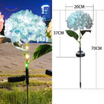 Blue hydrangea solar lantern with 70cm height for warm garden ambiance.