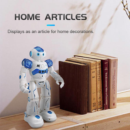 Blue smart robot with cutting-edge voice and gesture control technology.
