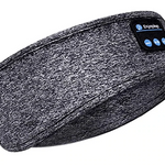 Grey bluetooth sleep headband delivering high-quality audio during sleep.