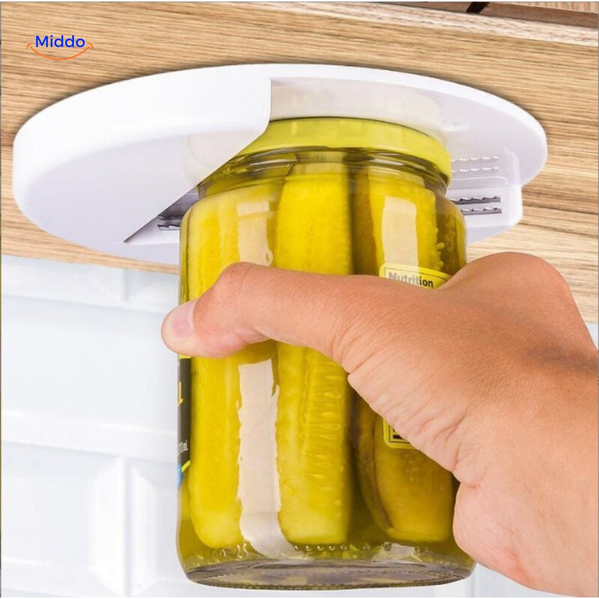 Comfortable grip jar and bottle opener for effortless opening.