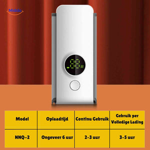 Infographic showing the usage duration and USB charging time for the cordless bottle warmer