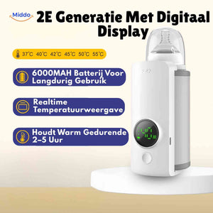 Cordless bottle warmer showing the digital display and precise temperature control settings