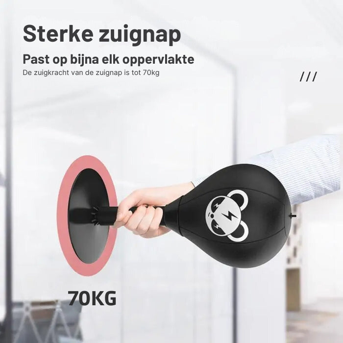 FunPunch boxing ball with strong 70KG suction cup mounting.