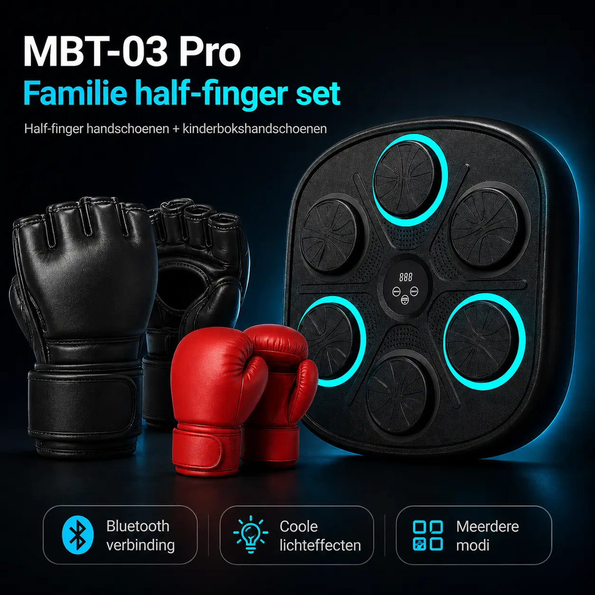 BoxPro pro family boxing set complete with red training gloves