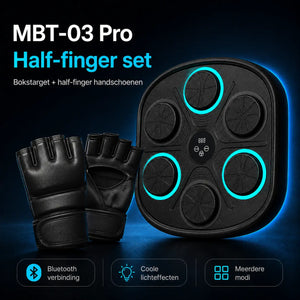 BoxPro pro boxing machine with professional half-finger training gloves