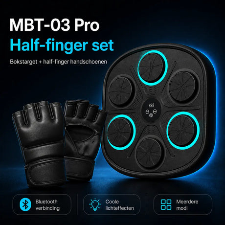 BoxPro pro boxing machine with professional half-finger training gloves