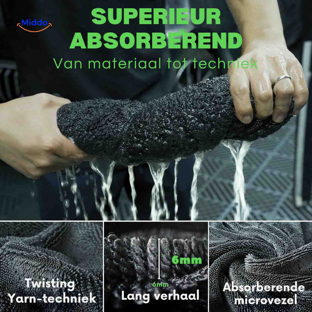 BraidDry ultra-absorbent microfiber car drying towel with superior water absorption.