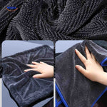 Soft BraidDry microfiber towel gently cleans car surfaces without scratching.