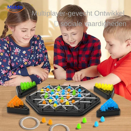 BrainFlex chess strategy board game with colorful pieces and hexagonal board for family play.