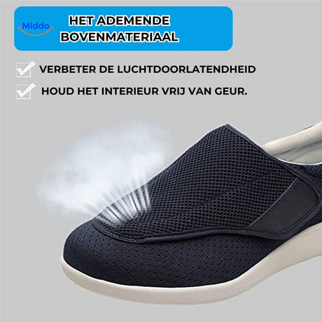 Breathable mesh upper material with air circulation for fresh feet.