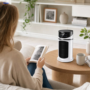 BreezeMist™ used as a compact personal cooler at a desk