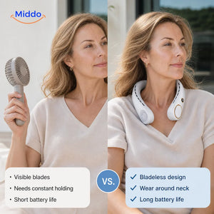 BreezeNeck fan comparison with basic handheld fan