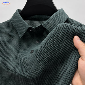 Close-up of the BreezeWear polo fabric texture