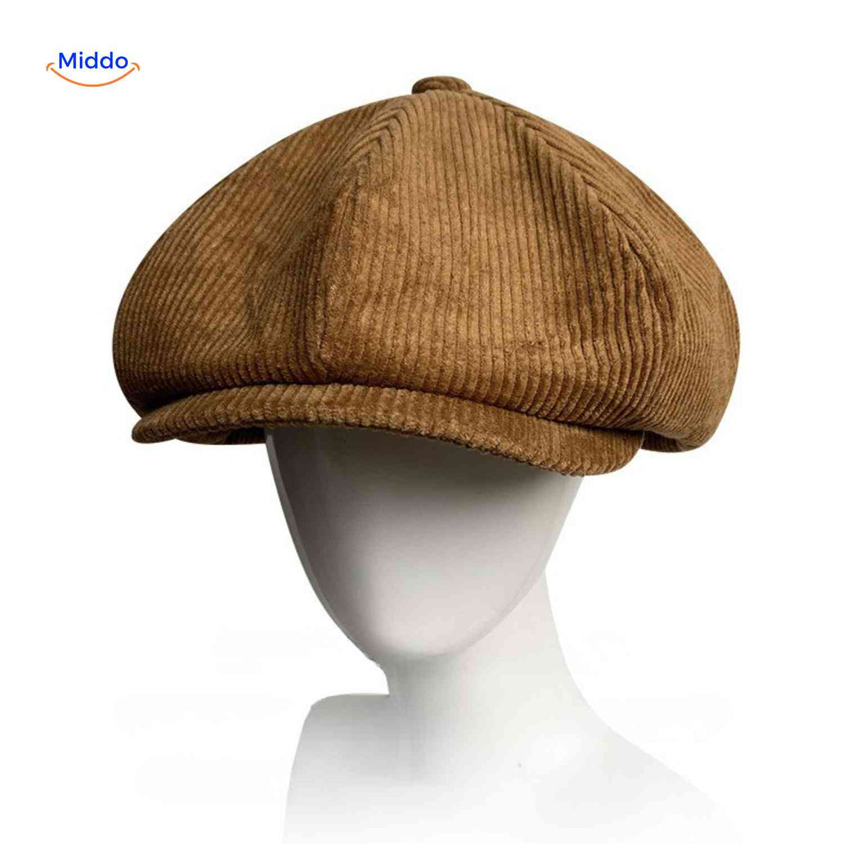 Brown corduroy vintage flat cap with soft all-season texture.