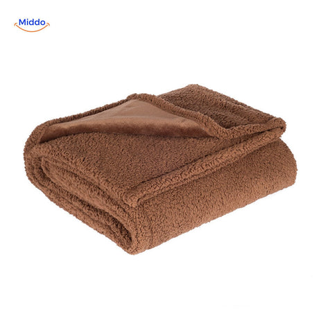 Brown waterproof pet blanket with soft texture for comfortable coziness.