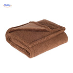 Brown waterproof pet blanket with soft texture for comfortable coziness.