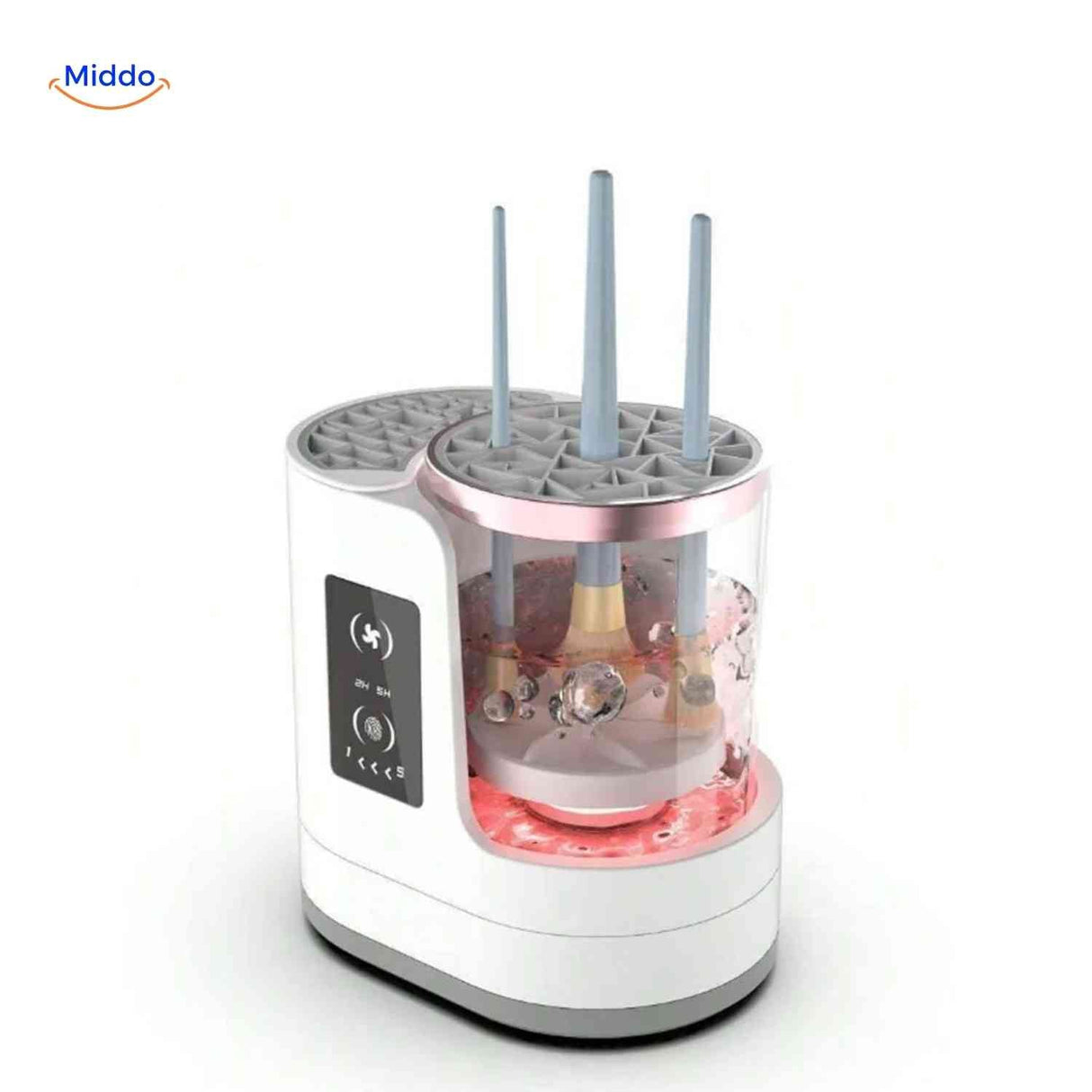 Intensive 360-degree rotating brush cleaner with LED illumination for thorough cleaning.