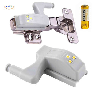 Cabintra hinge light with three LEDs includes 23A 12V battery for instant operation.