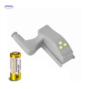 Cabintra LED cabinet light powered by included 23A 12V battery requires no wiring.