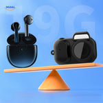 Lightweight HD camera compared to earbuds showing compact portability