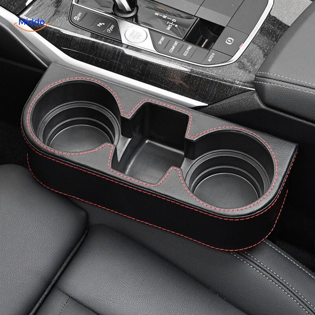 SpaceMate car seat organizer with carbon fiber leather storage design.