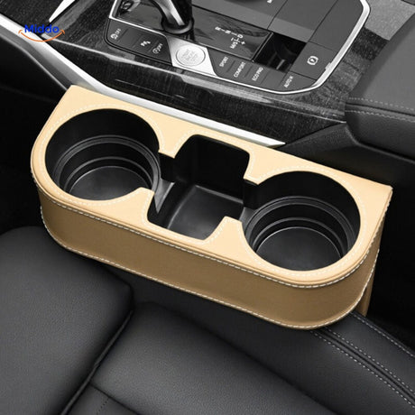 Gray SpaceMate organizer with two cup holder compartments and storage.