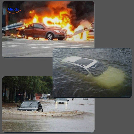 SafeKey Pro emergency safety tool demonstrating strong impact force for car window breaking.