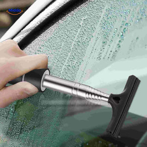 Window cleaner tool effectively removing interior condensation from car glass.