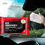 Close-up of hands holding ClearView car window cleaning wipes.