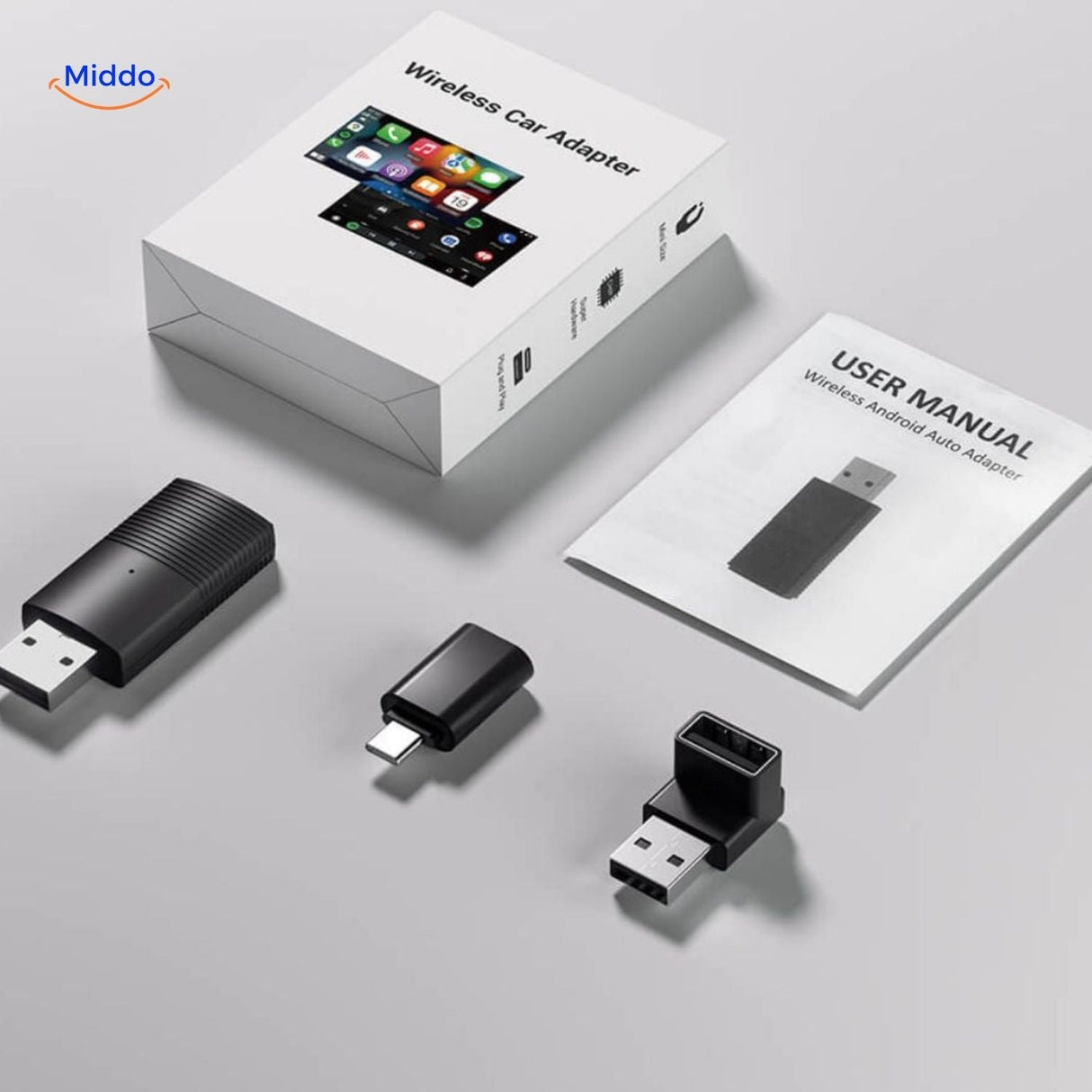 CarLink Pro packaging and included accessories: power cable, mount, and installation hardware.