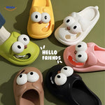 Colorful cartoon dog slippers in various vibrant colors for women.