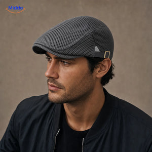 Casual Flat Cap™ | Effortless Style, Every Day in Dark gray, worn by a model