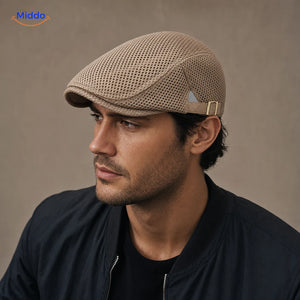 Casual Flat Cap™ | Effortless Style, Every Day in Khaki, worn by a model